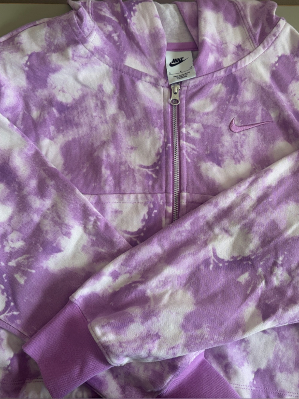 Nike Lavender and White Tie-Dye Full-Zip Hoodie